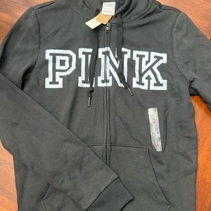Brand new PINK Black zip up hoodie